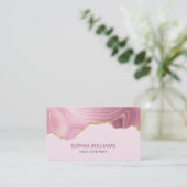 ピンクマーブル金ゴールドグリッター 名刺 (スタンド正面)