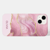 ピンクマーブル金ゴールドグリッター Case-Mate iPhoneケース (裏面 (横))