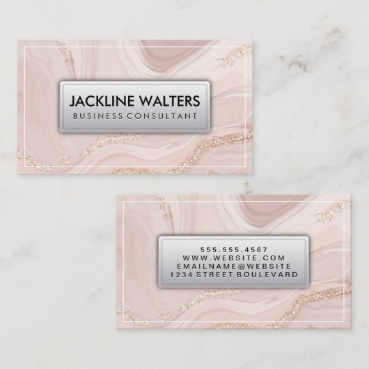 ピンクマーブル金ゴールドフレーク 名刺 (正面/裏面)