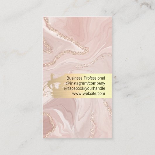 ピンクマーブル金ゴールドフレーク | QRコード 名刺 (裏面)