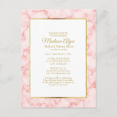 ピンクマーブル金ゴールドホワイト卒業パーティー招待状 ポストカード (正面)