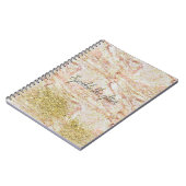 ピンクマーブル金ゴールド紙吹雪フェイクグリッター ノートブック (左側)