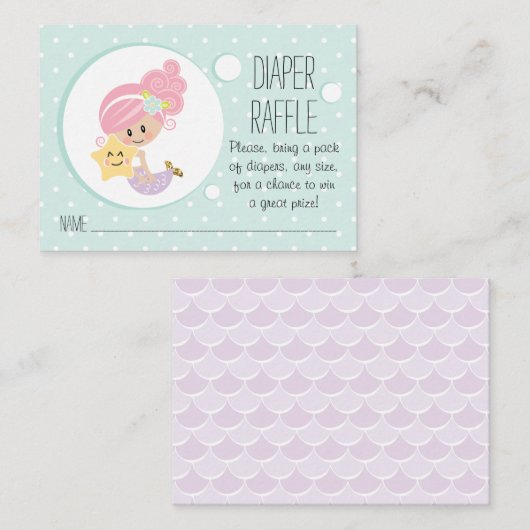 ピンクマーメイドおむつラッフルチケットライトスキン エンクロージャーカード (正面/裏面)