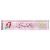 ピンクマーメイドとヒトデ名プレート パーソナライズされた デスクネームプレート (正面)