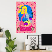 ピンクマーメイドアンドドルフィンプリント ポスター (ホームオフィス)
