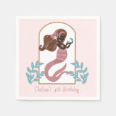 ピンクマーメイドガールズバースデーパーティー スタンダードカクテルナプキン (正面)