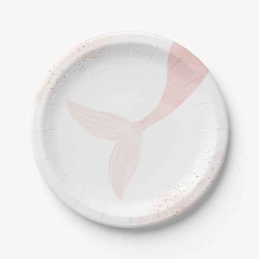 ピンクマーメイドガールバースデーパーティー ペーパープレート (正面)