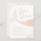 ピンクマーメイドガールバースデーパーティー 招待状 (正面)