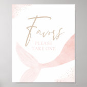 ピンクマーメイドガール誕生日ウィズサイン ポスター (正面)