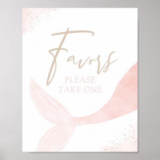 ピンクマーメイドガール誕生日ウィズサイン ポスター (正面)