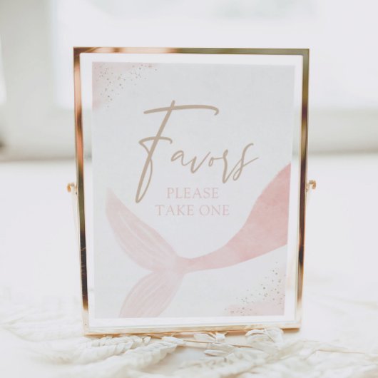 ピンクマーメイドガール誕生日ウィズサイン ポスター