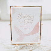 ピンクマーメイドガール誕生日トリートサインをとる ポスター