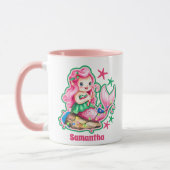 ピンクマーメイドクリスマスキッズホットチョコレート マグカップ (左)