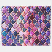 ピンクマーメイドグリッターはかりで測 – マーメイドはかりで測 フリースブランケット (正面(横))