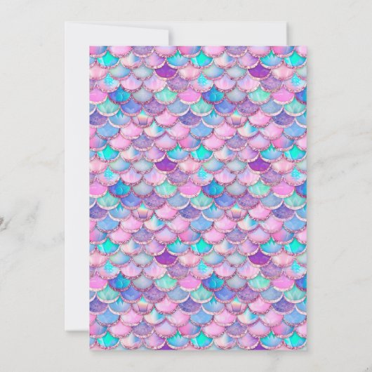 ピンクマーメイドテールガール誕生日 招待状 (裏面)