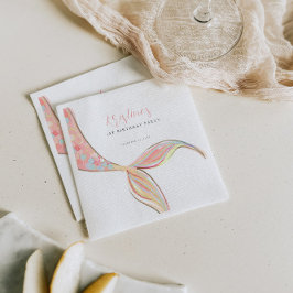 ピンクマーメイドテール誕生日紙ナプキン スタンダードカクテルナプキン