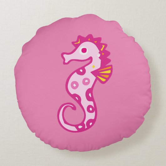 ピンクマーメイドパーソナライズされた枕 ラウンドクッション (裏面)
