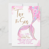 ピンクマーメイドパーティーツザ海の第2の誕生日 招待状 (正面)