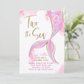 ピンクマーメイドパーティーツザ海の第2の誕生日 招待状 (スタンド正面)