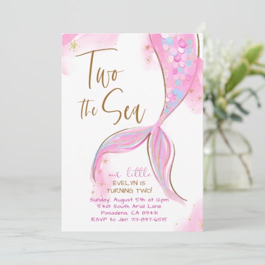 ピンクマーメイドパーティーツザ海の第2の誕生日 招待状 (スタンド正面)