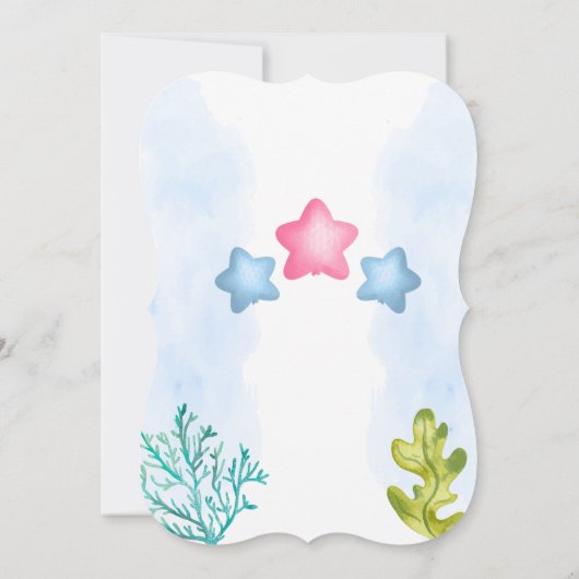 ピンクマーメイドパーティー誕生日招待状 (裏面)