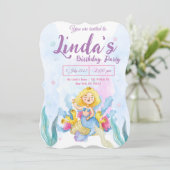 ピンクマーメイドパーティー誕生日招待状 (スタンド正面)