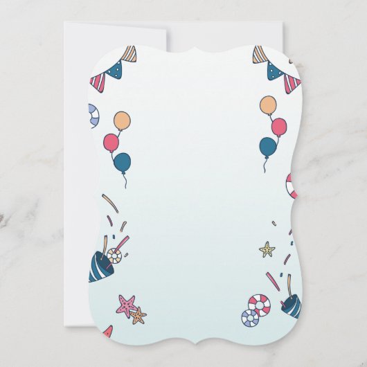 ピンクマーメイドパーティー誕生日招待状 セーブザデート (裏面)