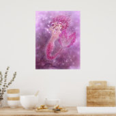 ピンクマーメイドプリント ポスター (キッチン)