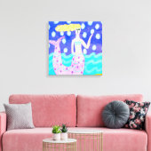 ピンクマーメイド抽象芸術デジタルアート キャンバスプリント (インサイチュ (リビング))