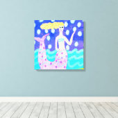 ピンクマーメイド抽象芸術デジタルアート キャンバスプリント (インサイチュ (ウッドフロア))