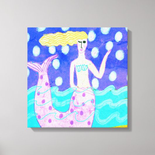 ピンクマーメイド抽象芸術デジタルアート キャンバスプリント (正面)