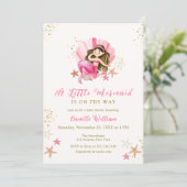 ピンクマーメイド海ヒトデ赤ちゃんシャワー 招待状 (スタンド正面)