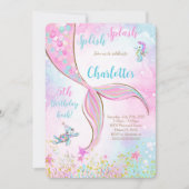 ピンクマーメイド誕生日招待状 招待状 (正面)