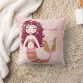 ピンクマーメイド金ゴールドグリッターベビーガールシャワー名 クッション (ブランケット)