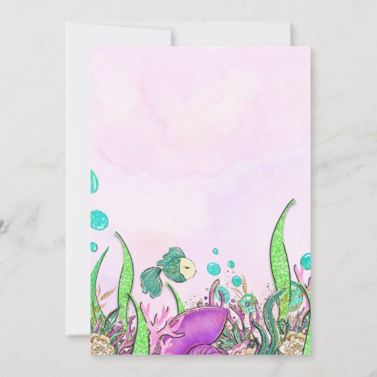 ピンクマーメイド1歳の誕生日 招待状 (裏面)