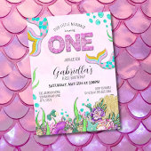 ピンクマーメイド1歳の誕生日 招待状