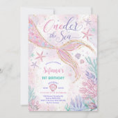 ピンクマーメイド1stバースデーオンダーザシーパーティー 招待状 (正面)