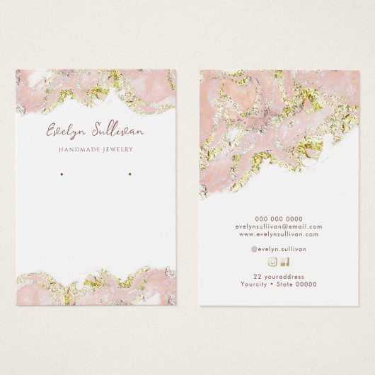 ピンクマーリングデザインジュエリーディスプレイカード (正面&裏面)