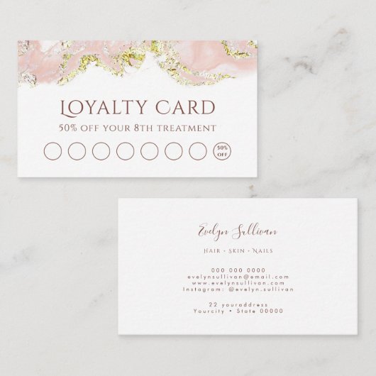 ピンクマーリングデザインロイヤリティカード 名刺 (正面/裏面)