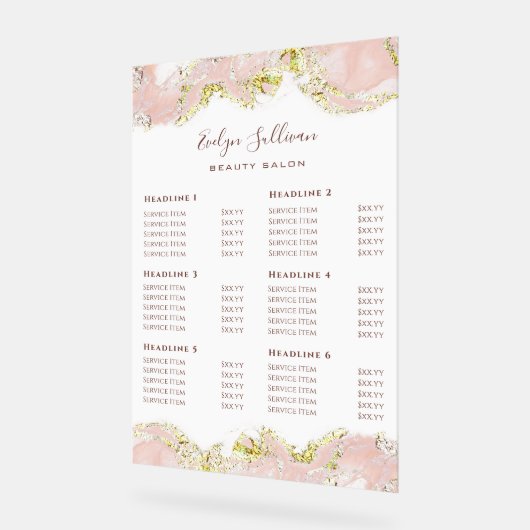 ピンクマーリングデザイン価格表 アクリルサイン (傾斜)