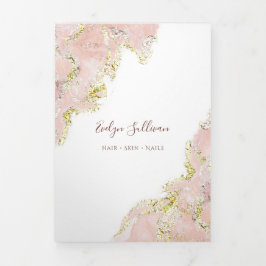 ピンクマーリングデザイン3折パンフレット 三つ折りカード