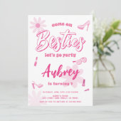 ピンクマ来リブオンベスティーズ誕生日パーティー任意の年齢 招待状 (スタンド正面)