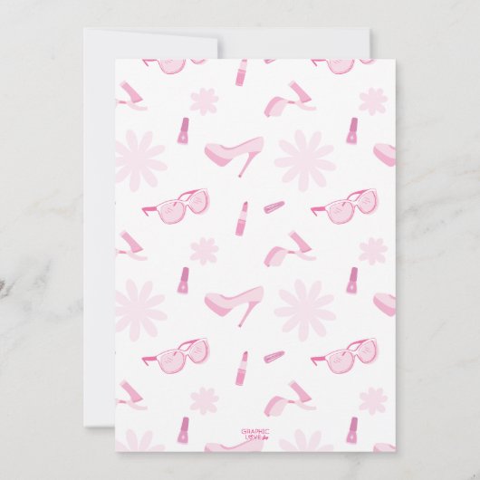 ピンクマ来リブオンベスティーズ誕生日パーティー任意の年齢 招待状 (裏面)