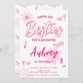 ピンクマ来リブオンベスティーズ誕生日パーティー任意の年齢 招待状 (正面/裏面)