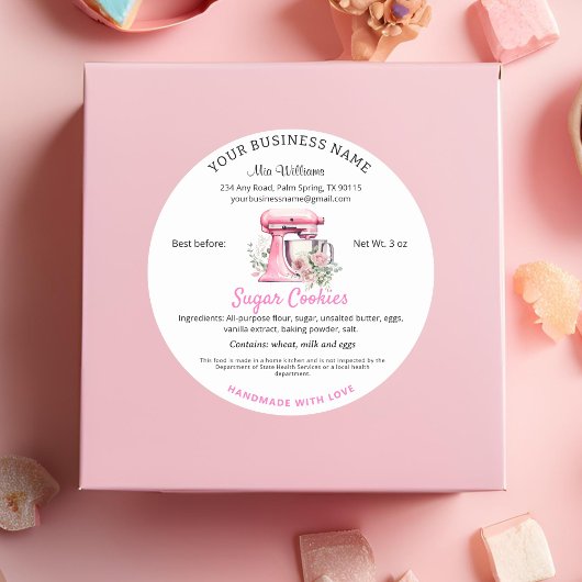 ピンクミキサーコテージ食品法ベーカリー成分 ラウンドシール