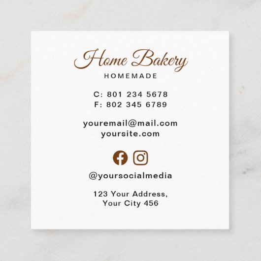 ピンクミキサーソース生地パンベーカリー スクエア名刺 (裏面)