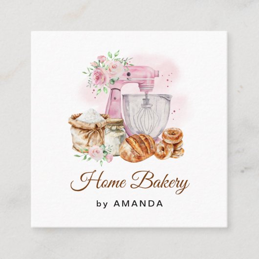 ピンクミキサーソース生地LOAFありがとう スクエア名刺 (正面)