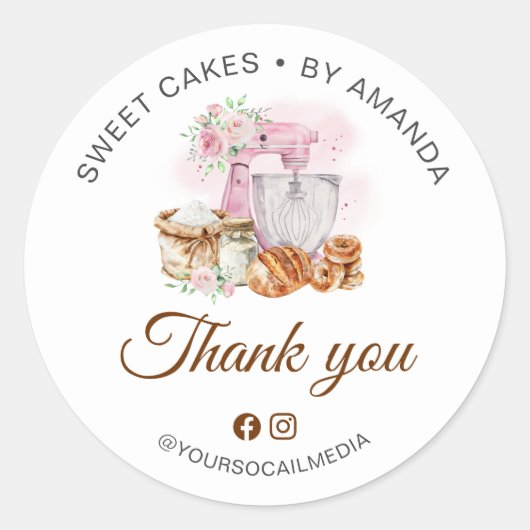 ピンクミキサーソース生地LOAFありがとう ラウンドシール (正面)