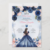 ピンクミクインズネイビーフローラクラウンキンセアニラ 招待状 (正面)