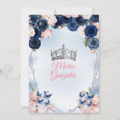 ピンクミクインズネイビーフローラクラウンキンセアニラ 招待状 (裏面)